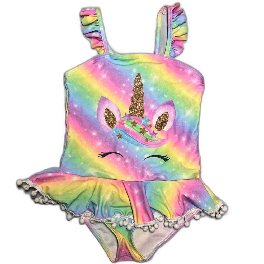 Gently Used Girls' Unicorn One-Piece Swimsuit with Skirt - Size 4/5 (US)